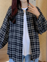 Checkered Long Sleeve Blouse Black / S Shirts