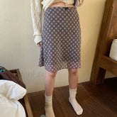 Chiffon Low Waist Plaid Skirt plaid / S