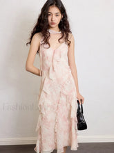Chiffon Strappy Fly Floral Dress Pink slip / XXS