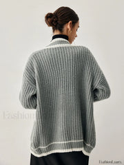 Chunky Knit Double Trendy Pockets Slouchy Cardigan Sweaters L