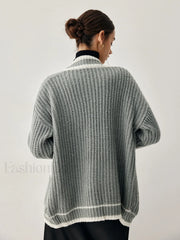 Chunky Knit Double Trendy Pockets Slouchy Cardigan Sweaters L