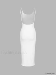 Classic Open Graceful Back Midi Dress Dresses