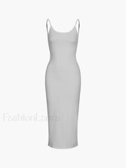 Classic Open Graceful Back Midi Dress Grey / XS Dresses