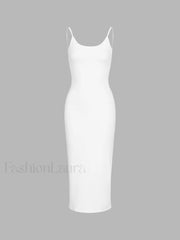 Classic Open Graceful Back Midi Dress White / XS Dresses