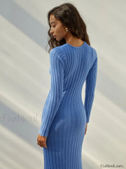 Coastal Allure Knotted Trendy Long Sweater Dress Sweaters L