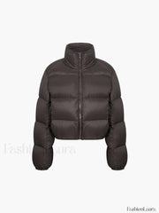 Cocoa Bean Stand Trendy Collar Quilted Puffer Coat Winter Coats