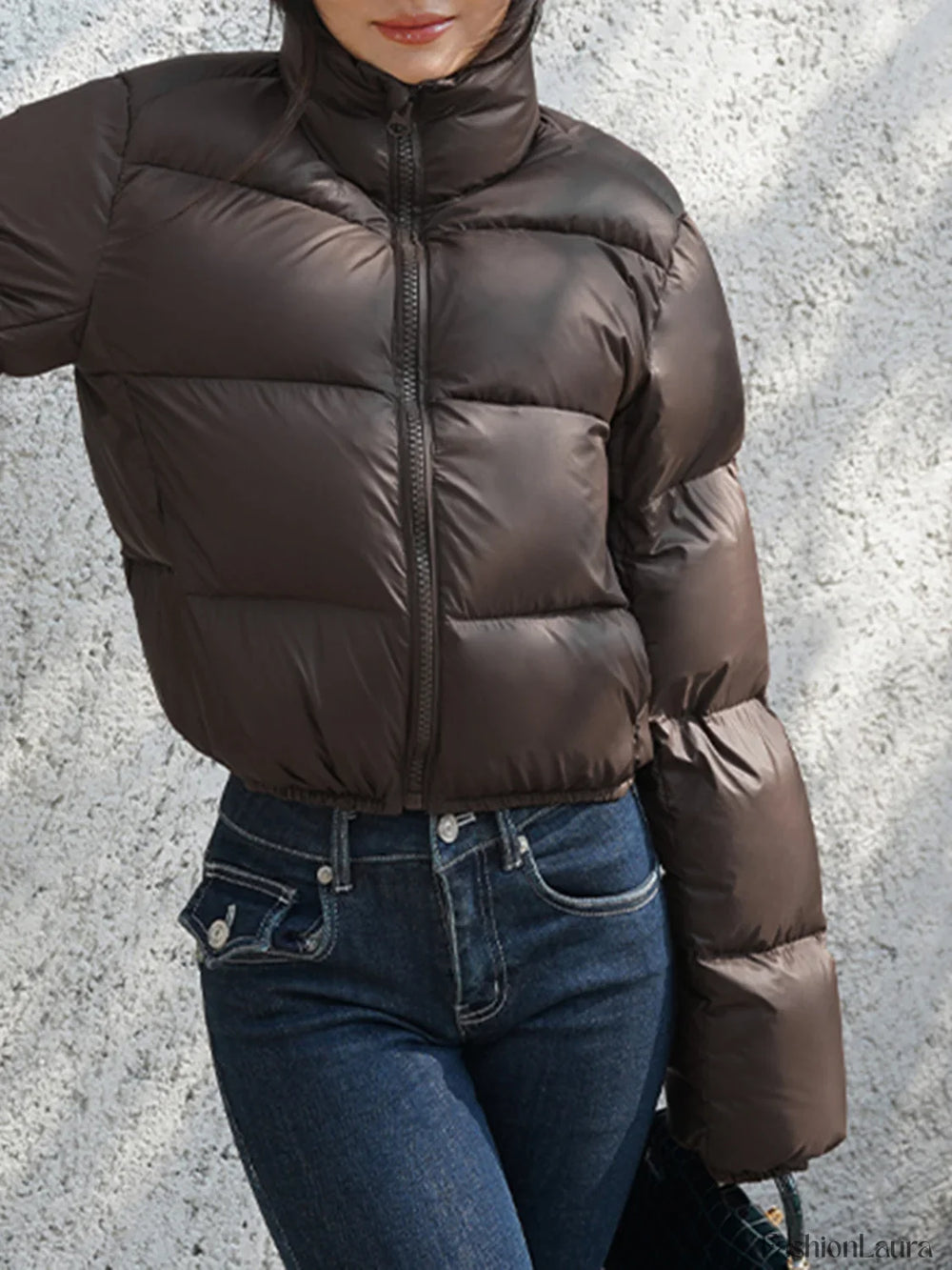 Cocoa Bean Stand Trendy Collar Quilted Puffer Coat Winter Coats