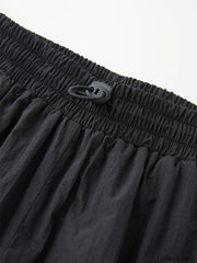 Contrast Piping Black Baggy Sweatpants Wide Leg Pants