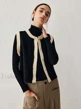Contrast Trim Graceful Knit Vest Black / S Sweaters L