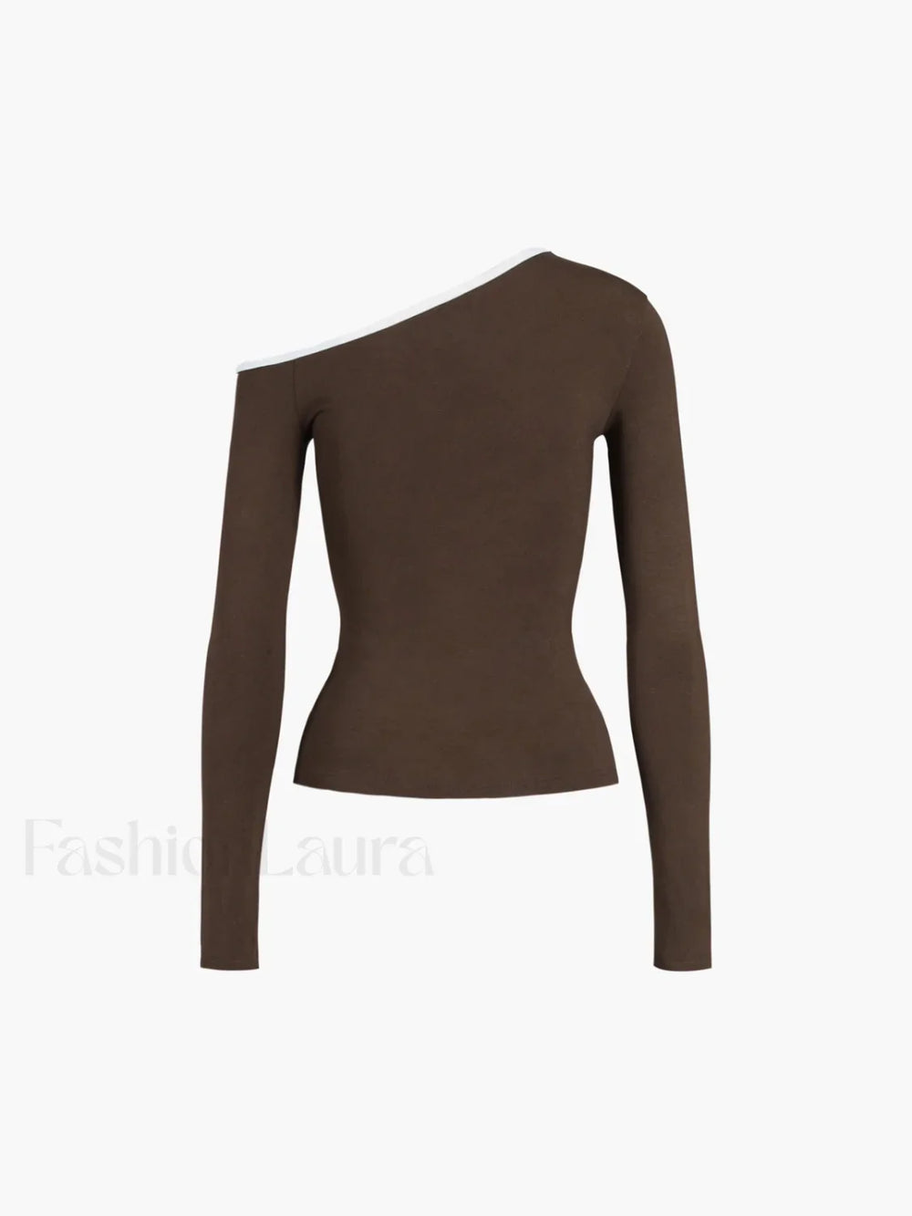 Contrast Trim Off Trendy Shoulder Long Sleeve Shirt T Shirts