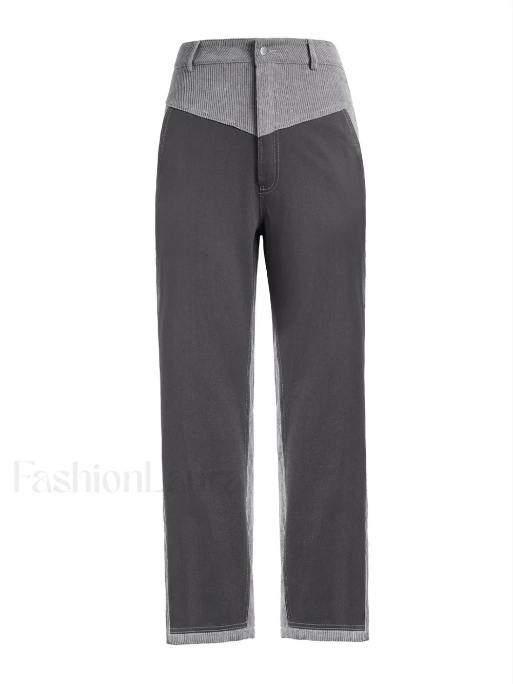 Corduroy Patchwork High Waist Straight Pants Straight Leg Pants