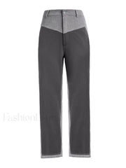 Corduroy Patchwork High Waist Straight Pants Straight Leg Pants