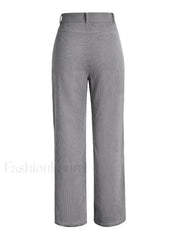 Corduroy Patchwork High Waist Straight Pants Straight Leg Pants