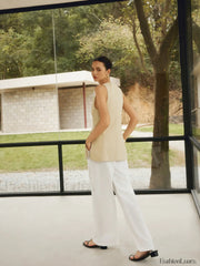 Cotton Blends Graceful Button Split Vest Vests