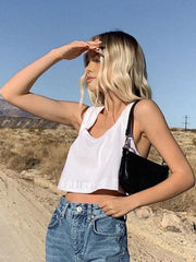 Cotton Blends Graceful Cropped Tank Top Tank Tops & Camis