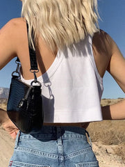 Cotton Blends Graceful Cropped Tank Top Tank Tops & Camis