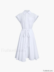 Cotton Blends Sleeveless Trendy Split Midi Dress Dresses