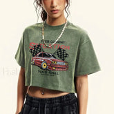 Cotton Crop Racing Print Short Sleeve T Shirt Drak Green / S