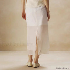 Cotton Floral Organza Slit Skirt