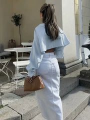 Cotton Striped Graceful Crop Shirt Shirts