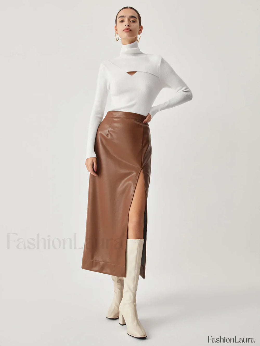 Criss Cross Turtleneck Trendy Long Sleeve Knit Top Sweaters L