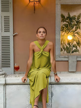 Cross Halter Split Long Dress Green / XS Dresses