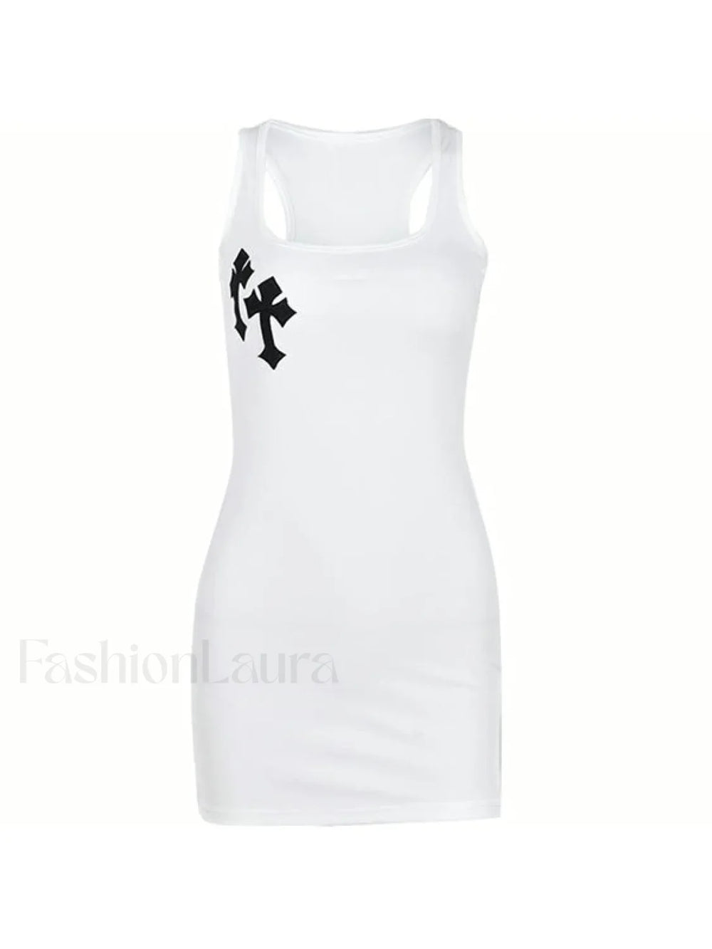 Cross Patch Ribbed Tank Mini Dress Mini Dresses