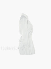 Cut Out Button Trendy Down Collar Shirt Shirts