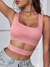 Cut Out Casual Sleeveless Crop Top Pink / S