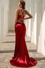 V Neck Back Tie Mermaid Formal Dress