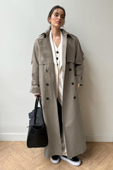 Long Cotton Vintage Tied Relaxed Overcoat