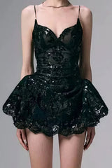 Lace Spaghetti Strap Mini Dress