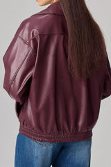 Oversized Long Sleeve Leather Jacket