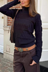 Cable Knit Round Neck Knit Top