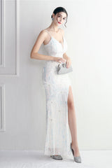Intricate Beadwork Figure Hugging Gown Formal Dress