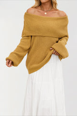 Off Shoulder Loose Knit Pullover Sweater