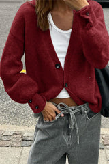 Minimalist Long Sleeve Cardigan S / Red