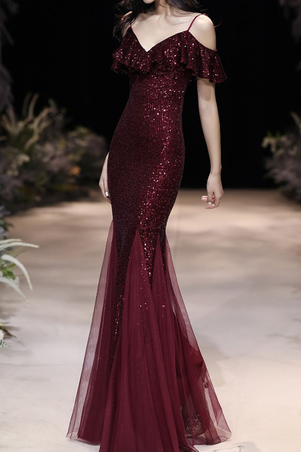 Off Shoulder Sequin Mesh Party Dress