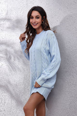 Loose Fit Cable Knit Sweater Dress
