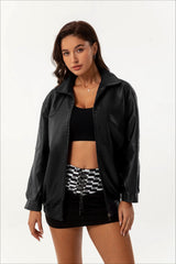 Oversized Lapel Leather Jacket
