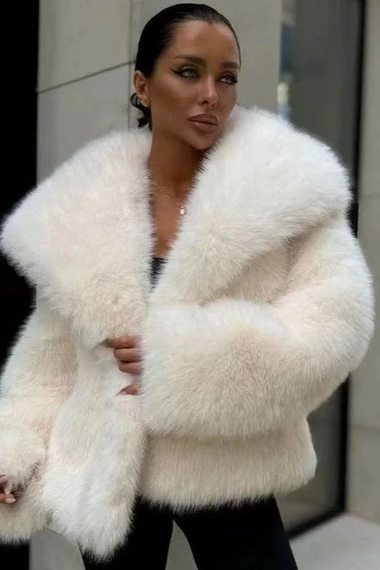 Thickened Faux Fur Winter Coat Beige / XS coats