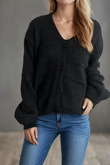 Relaxed V-Neck Cardigan S / Black