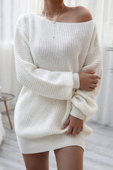 Casual Knit Off Shoulder Sweater Dress
