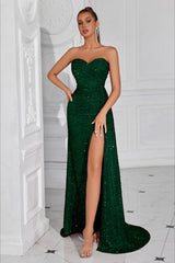 Strapless Split Maxi Party Dress