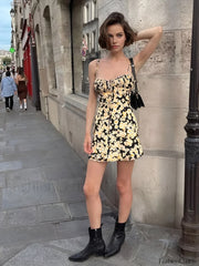 Daisy Printed Graceful Floral Short Dress Dresses