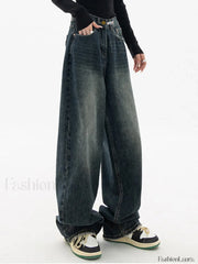 Dark Wash Vintage Baggy Boyfriend Jeans Boyfriend Jeans