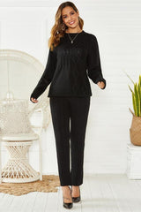 Cable Knit Wool Slim Fit Stretch Knit Pants