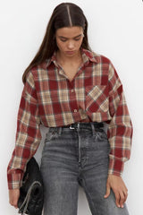 Vintage Plaid Relaxed Fit Blouse