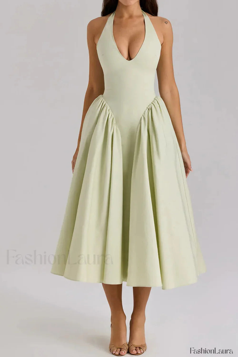 Deep V Neck Backless Pure Desire White Slim Fit Maxi Dress