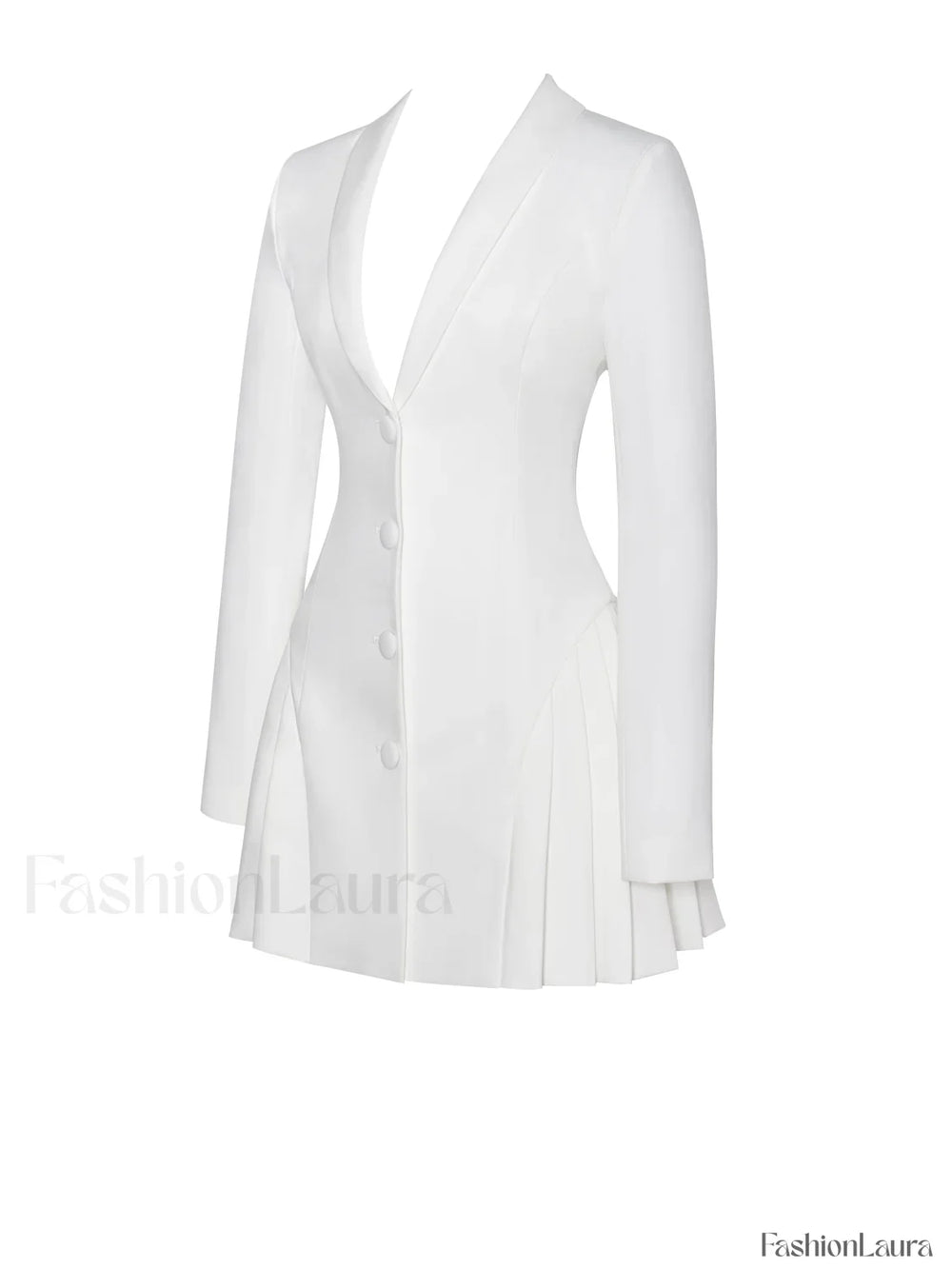 Delia White Blazer Charming Dress with Pleated Detail Dresses